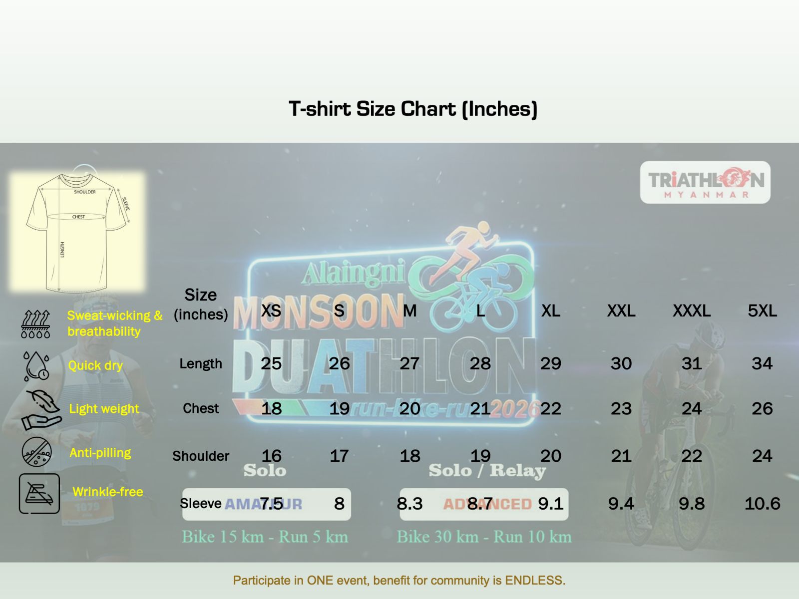 T-shirt Size Chart (Inches)